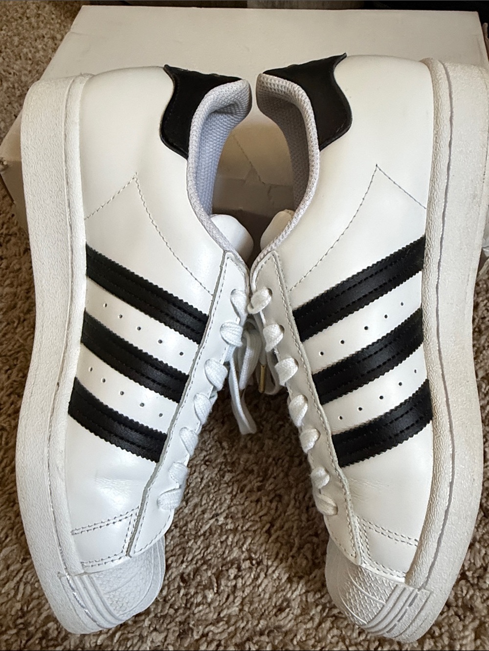 adidas White Leather Sneakers with Black Stripes & Floral Detail - Picture 11 of 12